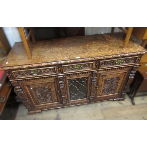 1774 - Early 20th Century oak dining room suite comprising:  a good quality sideboard with three drawers ab... 