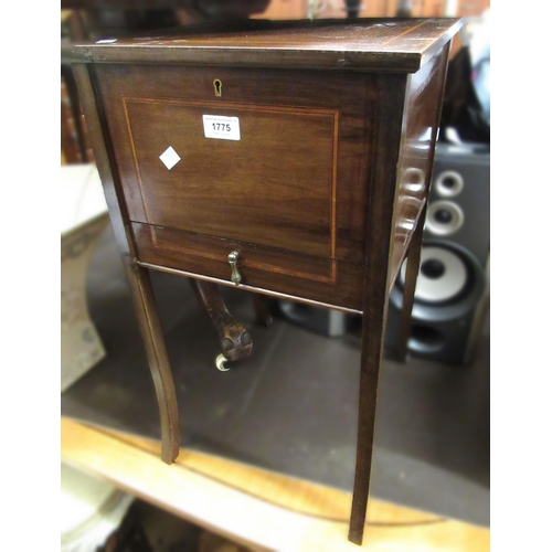 1775 - Small Edwardian mahogany and satinwood crossbanded work box, together with a mahogany swing frame to... 