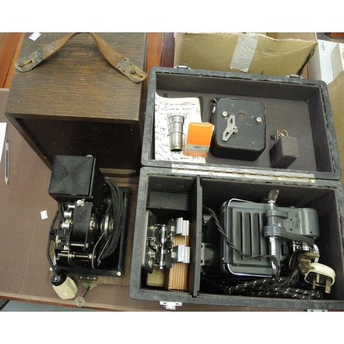 232 - Early Pathescope cine camera, together with a Pathescope projector in an oak case and a Bolex Pailla... 