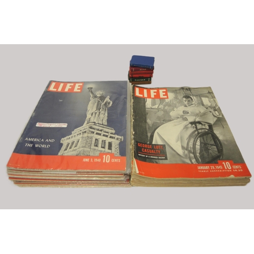 239 - Various copies of Life magazine, circa 1940's, together with a 1959 copy, the cover featuring Jackie... 