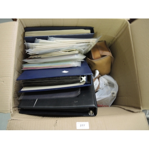 277 - Box containing a collection of various albums and loose leaves of First Day covers, quantity of vari... 