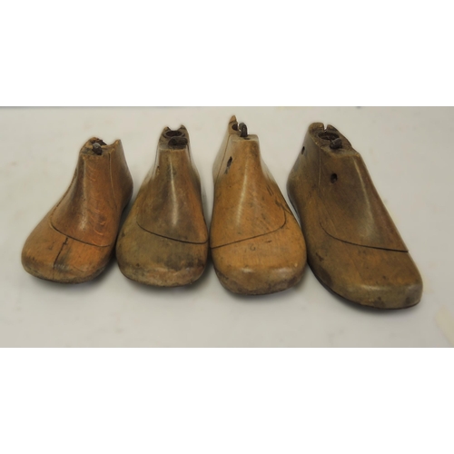 287 - Group of four French late 19th / early 20th Century children's shoe lasts of varying sizes