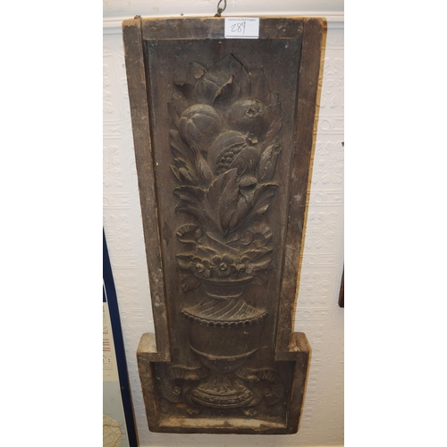 289 - Group of four antique decorative carvings on wooden plaques (possibly for casting moulds)