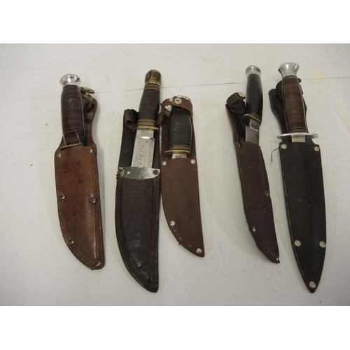 320 - Five various sheath knives, including the Invicta Solingen and William Rogers