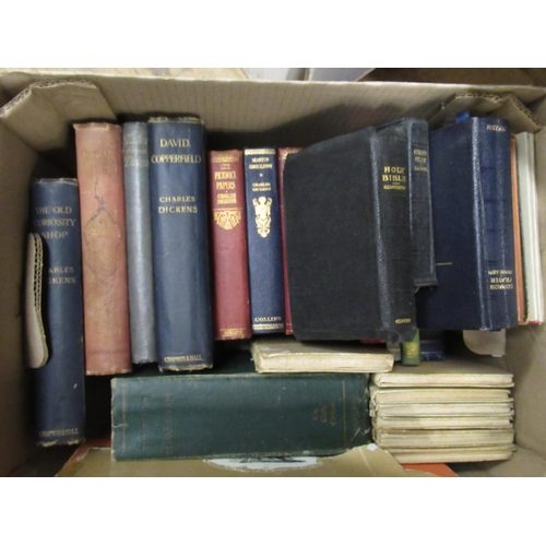 350 - Quantity of various books, including Holy Bibles, Tintin and Charles Dickens