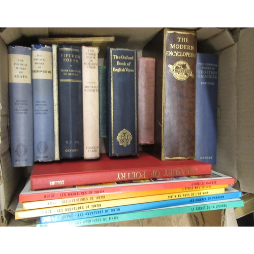 350 - Quantity of various books, including Holy Bibles, Tintin and Charles Dickens