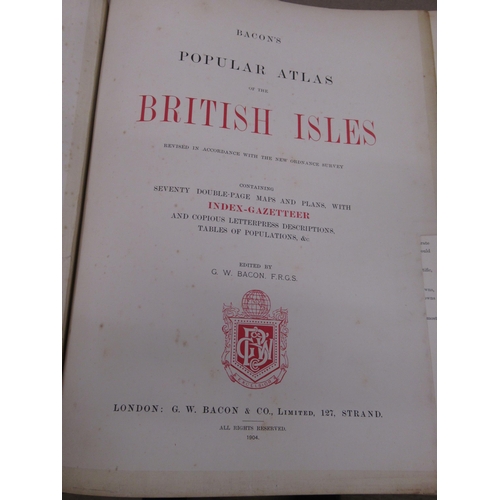 353 - Bacons Popular Atlas of the British Isles, published G.W. Bacon, 1904, with various maps