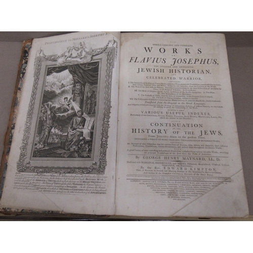 355 - 18th Century volume, ' Works of Flavius Josephus ', containing various engravings and a map (leather... 