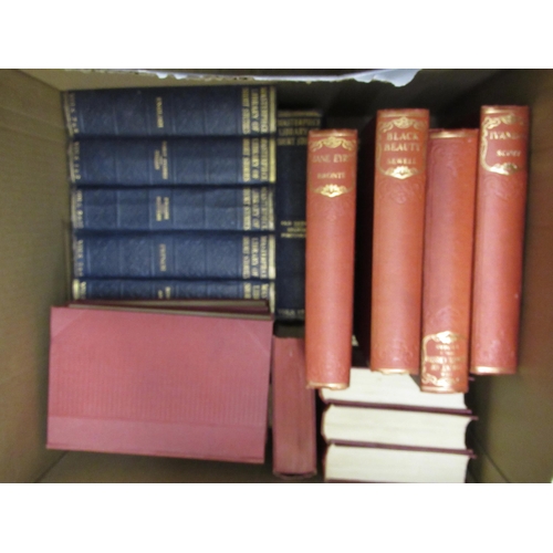 366 - Two boxes containing a quantity of various mainly canvas bound books, mixed subjects and fiction