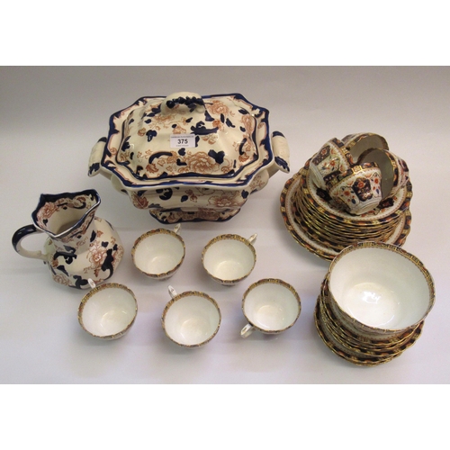 375 - Late 19th / early 20th Century Imari pattern part tea service, modern Masons Ironstone tureen and a ... 