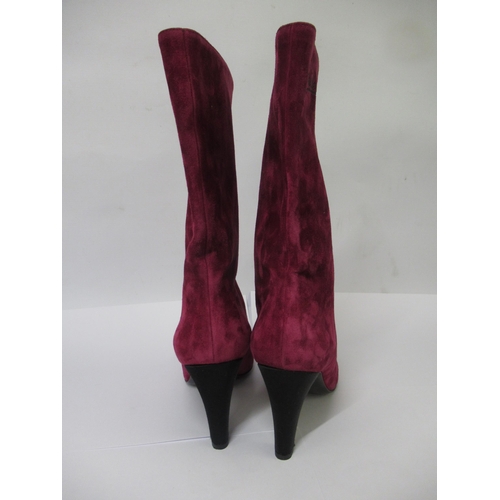 39 - Coco Chanel Gabrielle suede and satin boots with side embroidery, size 40C