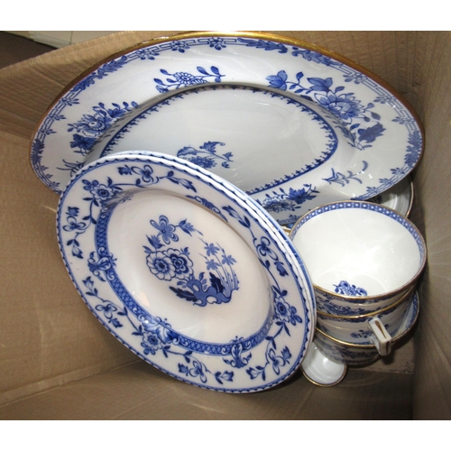 414 - Quantity of Minton blue and white teaware (with damages), Copeland blue and white bowl (at fault) an... 