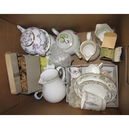 425 - Three boxes containing a quantity of various porcelain including Royal Worcester and Minton floral d... 