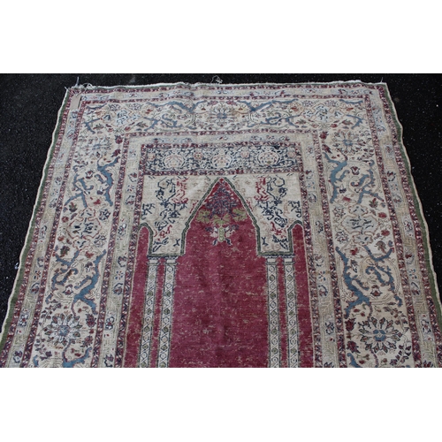 5 - Antique Turkish prayer rug (worn), 184 x 122cm