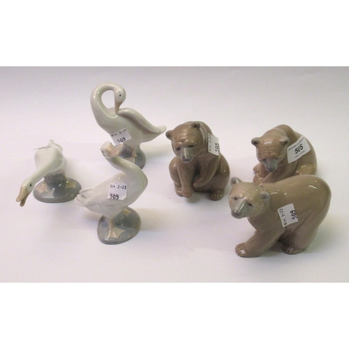 505 - Group of six various small Lladro figures of animals and birds