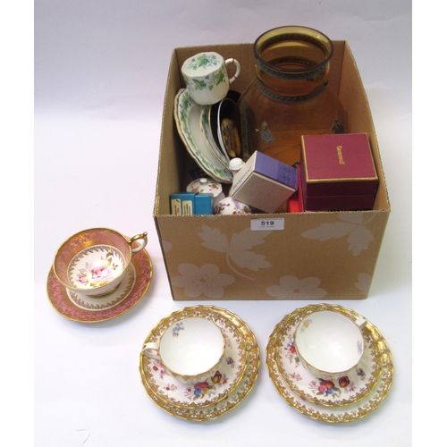 519 - Various items of miniature porcelain by Spode, Wedgwood and others, together with an amber glass and... 