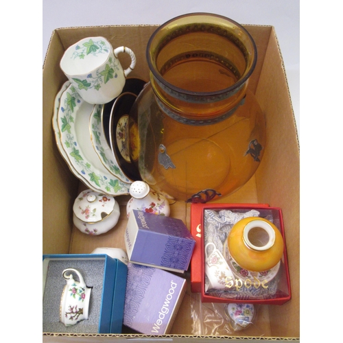 519 - Various items of miniature porcelain by Spode, Wedgwood and others, together with an amber glass and... 