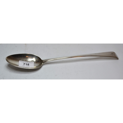 718 - George III London silver Old English pattern basting spoon, makers mark WS