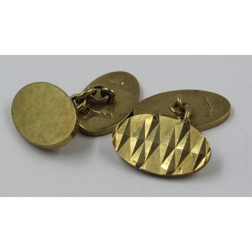 731 - Pair of 9ct gold oval cufflinks, 12.6g