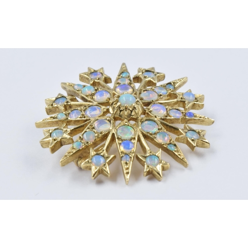 747 - 9ct Gold opal set star brooch, 6g gross