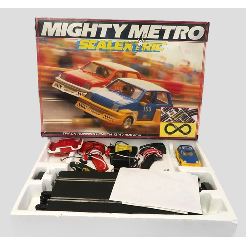 79 - Boxed Scalextric Mighty Metro set, together with a boxed Meccano set