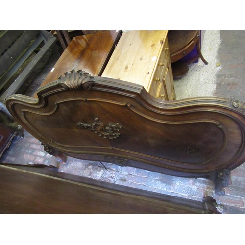 1758 - French carved walnut bed with headboard, footboard and side panels, headboard height 160cm, 156cm wi... 