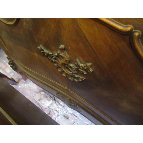 1758 - French carved walnut bed with headboard, footboard and side panels, headboard height 160cm, 156cm wi... 