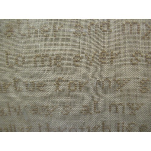 64 - Victorian needlepoint sampler signed Mary Ann Simpkins, 1842, 27 x 29cm approximately