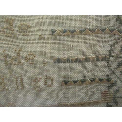 64 - Victorian needlepoint sampler signed Mary Ann Simpkins, 1842, 27 x 29cm approximately