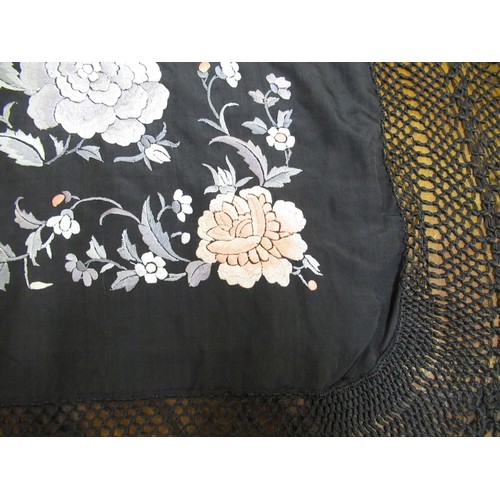 59 - Early 20th Century large Chinese silk embroidered shawl