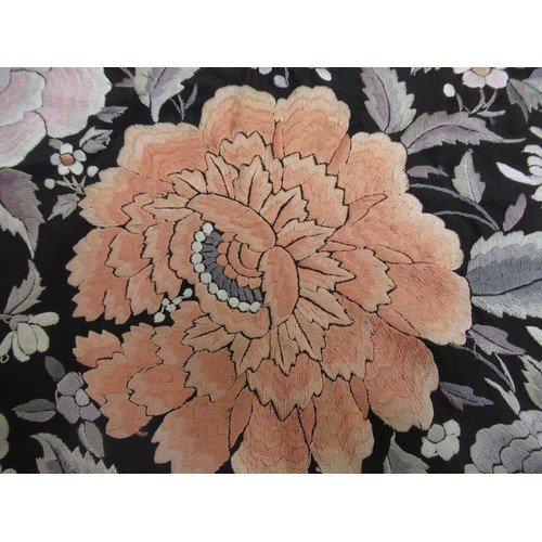 59 - Early 20th Century large Chinese silk embroidered shawl