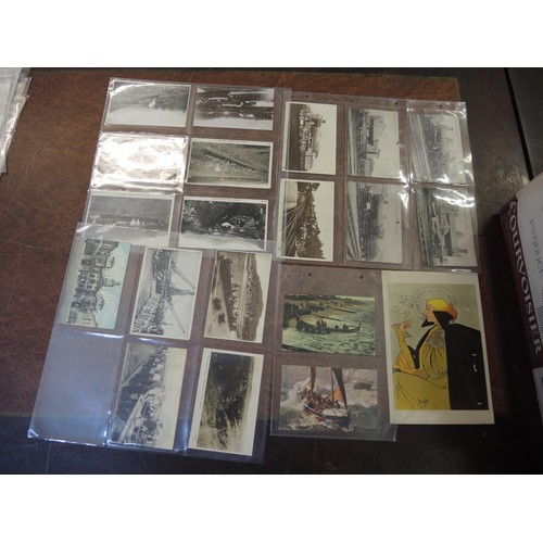 180 - Large collection of early to mid 20th Century postcards mounted in loose leaves, including World War... 