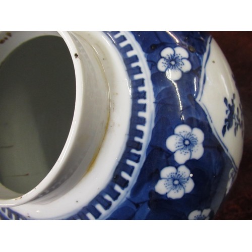 418 - Large Chinese blue and white prunus blossom porcelain ginger jar and cover, signed with character ma... 