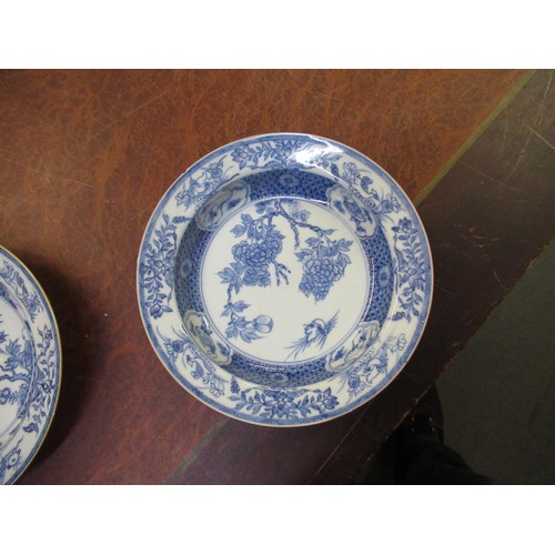 500 - Pair of Chinese blue and white shallow bowls, decorated with birds in foliage, 21.5cm diameter, toge... 