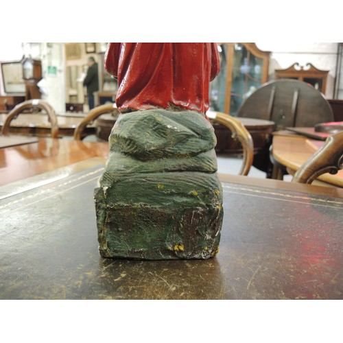 261 - Late 19th / early 20th Century plaster charity money box in the form of a seated child with a shell ... 