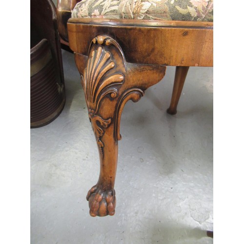 1778 - Early 20th Century walnut elbow chair in George II style, the shaped back with drop-in seat and shel... 