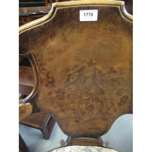 1778 - Early 20th Century walnut elbow chair in George II style, the shaped back with drop-in seat and shel... 