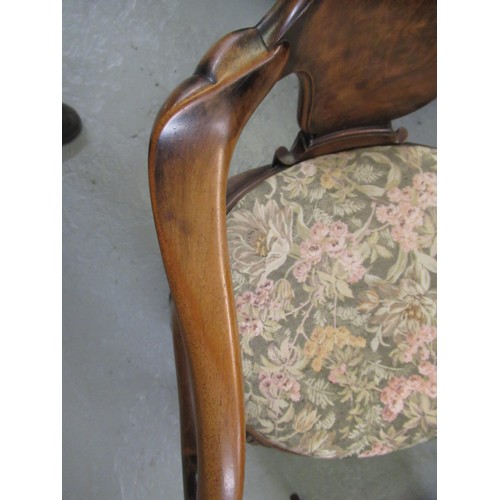 1778 - Early 20th Century walnut elbow chair in George II style, the shaped back with drop-in seat and shel... 