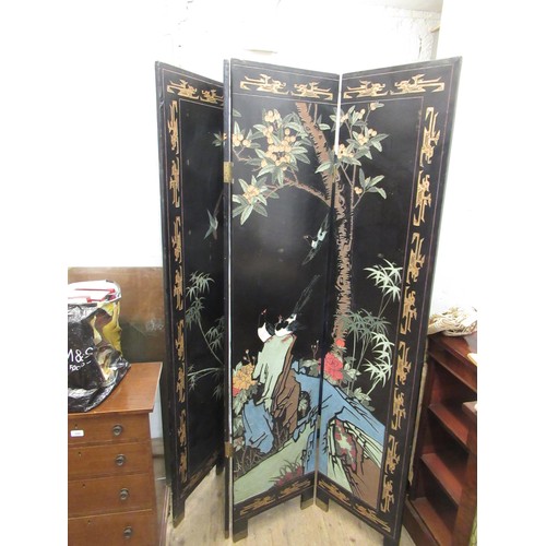 1765 - 20th Century oriental lacquered low table decorated with figures on cabriole supports, together with... 