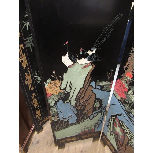 1765 - 20th Century oriental lacquered low table decorated with figures on cabriole supports, together with... 