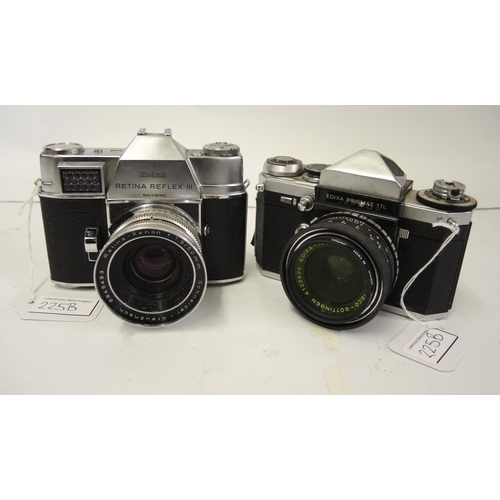 Kodak Retina Reflex III 35mm camera with Retina Xenon F1.9 lens, together with an Edixa Prismat TTL camera with F2.8 lens