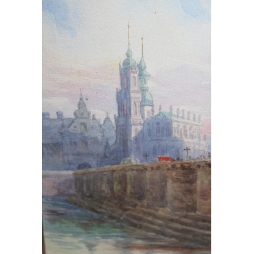 1118 - Group of three 20th Century watercolours of Continental city river scenes (possibly Budapest), signe... 