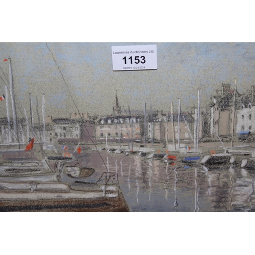 1153 - Attributed to Joe Constantine, pastel view of Vannes Marina, unsigned, 19 x 28cm, gilt framed