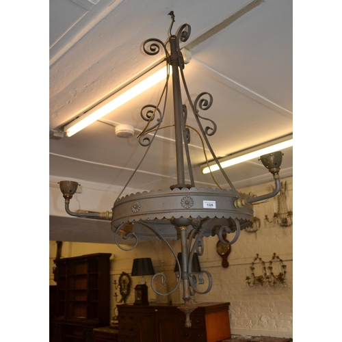 1326 - Gothic style three arm hanging chandelier, 107cm high