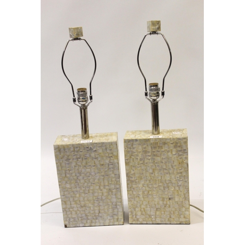 1478 - Pair of modern mother of pearl covered table lamps