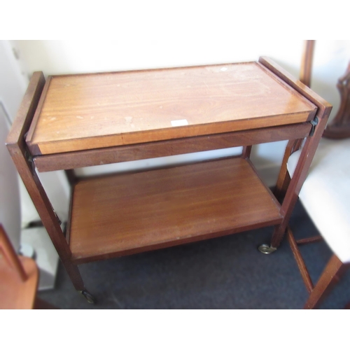 1522 - Mid 20th Century teak folding two tier tea trolley