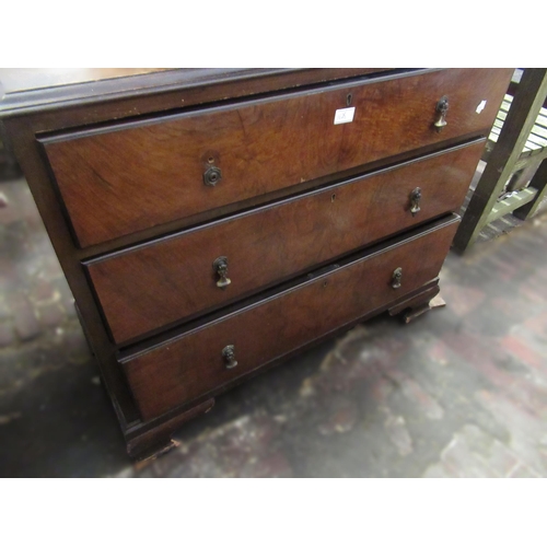 1628 - Edwardian mahogany four drawer bedside chest (at fault), together with a 1930's walnut three drawer ... 