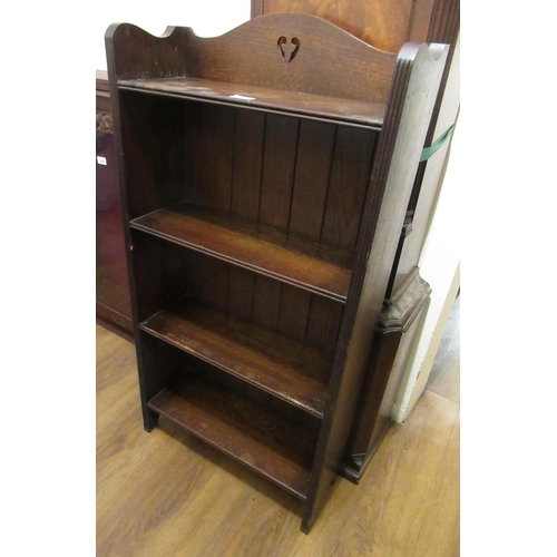 1698 - Small Arts and Crafts oak four shelf open bookcase, 54cm wide x 107cm high