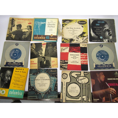 104 - Quantity of mid 20th Century 45rpm vinyl records including Count Basie, Charlie Parker and Louis Arm... 