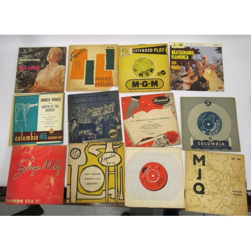 104 - Quantity of mid 20th Century 45rpm vinyl records including Count Basie, Charlie Parker and Louis Arm... 